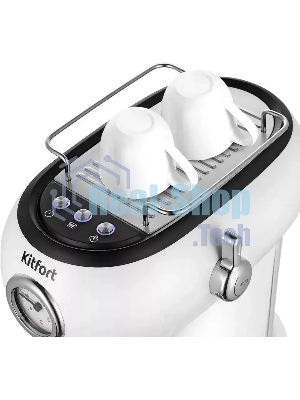 Кофеварка рожковая Kitfort КТ-7219 белый, исп. кофе - молотый, 1.2 л, 1100 Вт, 15 бар