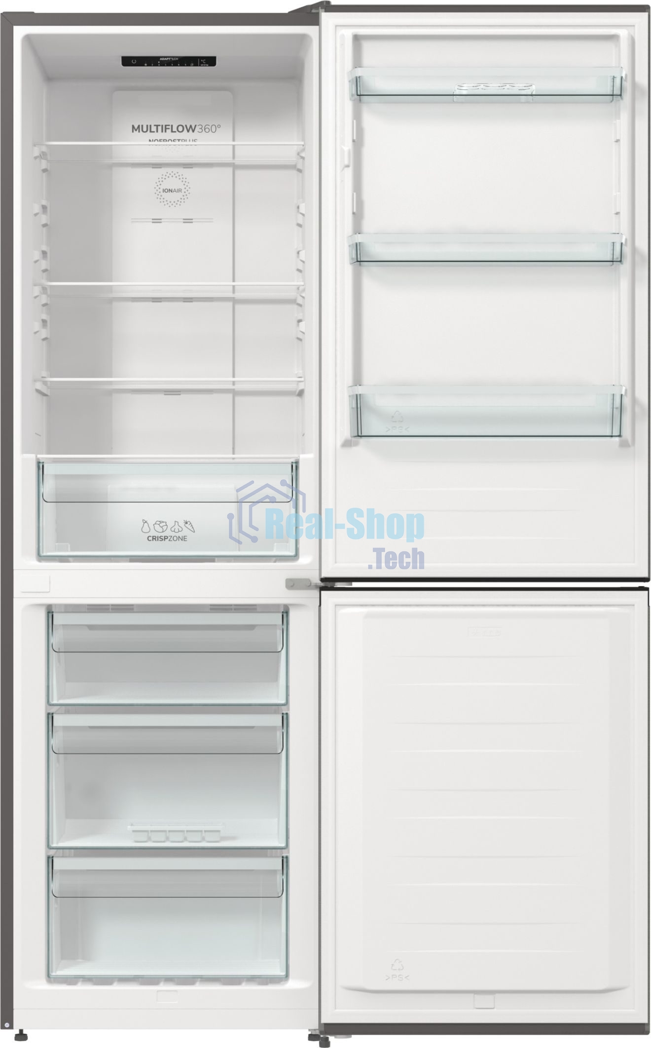Холодильник Gorenje NRKE62XL серебристый металлик двухкамерный 203/99л морозилка снизу, No Frost