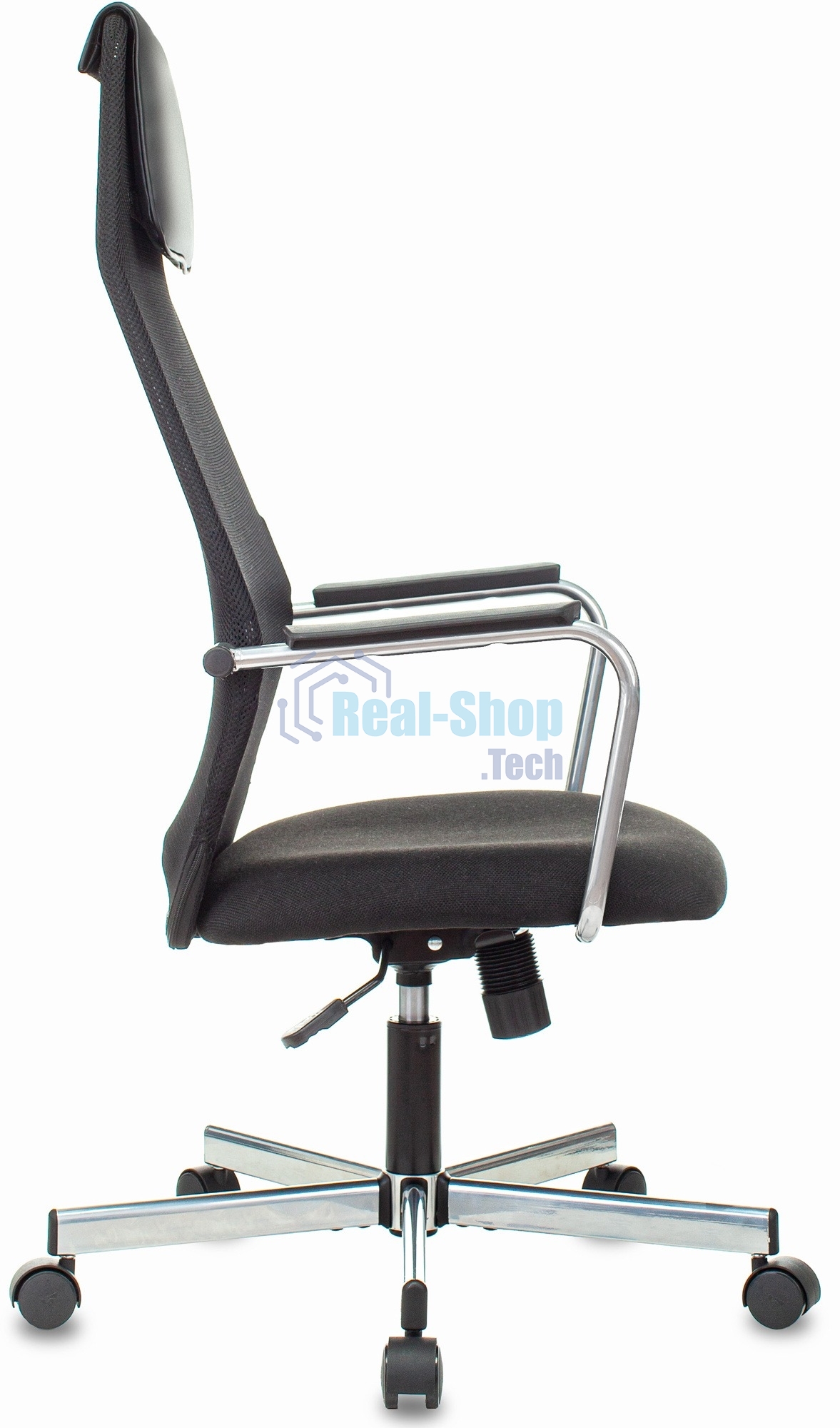 Кресло компьютерное Бюрократ KB-5M TW-01 3C11 черный, сетка/ткань, с подголов. крестовина металл хром