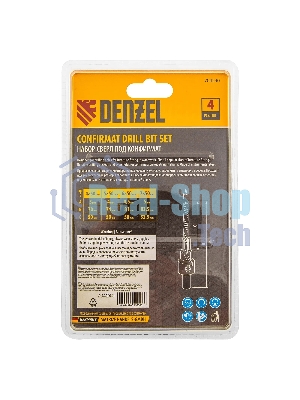 Набор сверл под конфирмат Denzel 3-5 мм, 4 шт