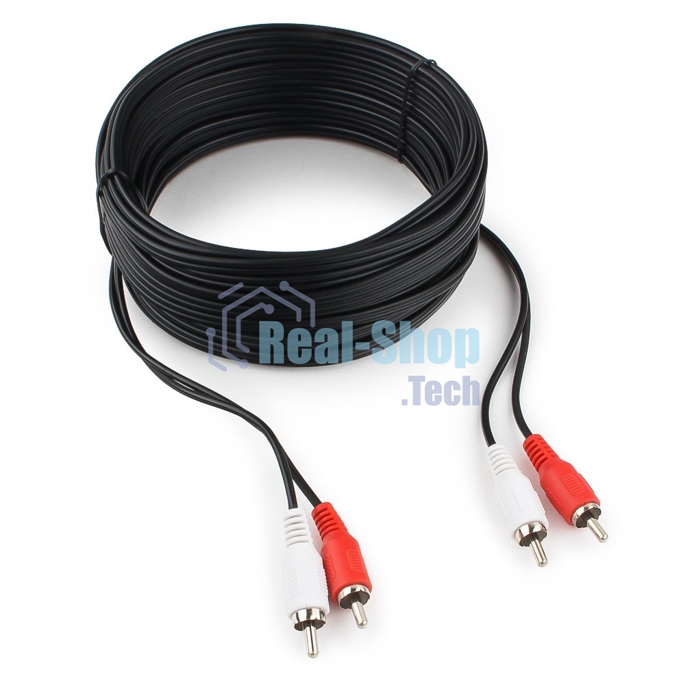 Кабель аудио Cablexpert CCA-2R2R-10M-N, 2xRCA/2xRCA, 10м, черный, пакет