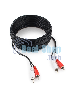 Кабель аудио Cablexpert CCA-2R2R-10M-N, 2xRCA/2xRCA, 10м, черный, пакет