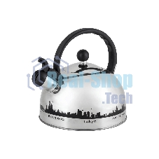 Чайник из нерж. стали Mallony MAL-CITY-01 с рисунком, меняющим (2,8 литра, со свистком, капсульное дно)