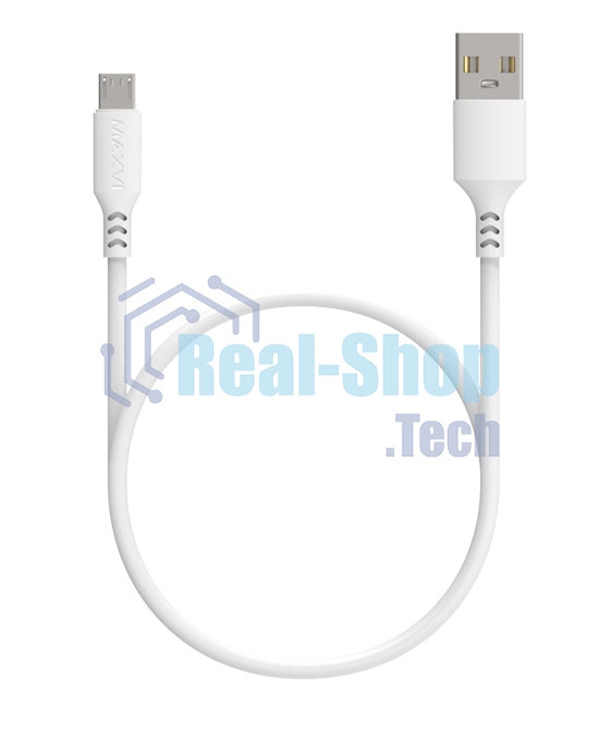 Кабель Maxvi MC-A01 plus white USB-A - microUSB, 2A ток макс. нагрузки 2А, макс. напряжение 5V; стандарт USB 2.0; длина 1.2м, материал PVC, белый