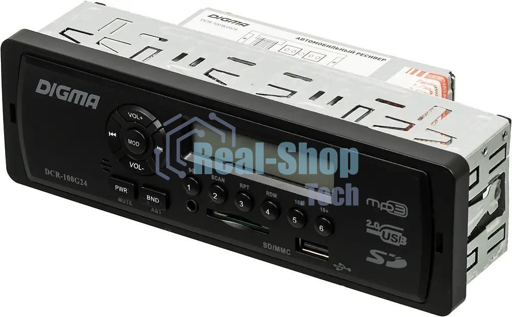 Автомагнитола Digma DCR-100G24, 1 DIN, USB Type-A, AUX