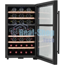 Винный шкаф ZÜGEL ZCWF521DB черный, 127 л, 2 отсека, 52 бут., класс A+