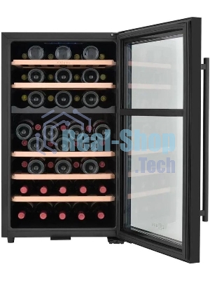 Винный шкаф ZÜGEL ZCWF521DB черный, 127 л, 2 отсека, 52 бут., класс A+