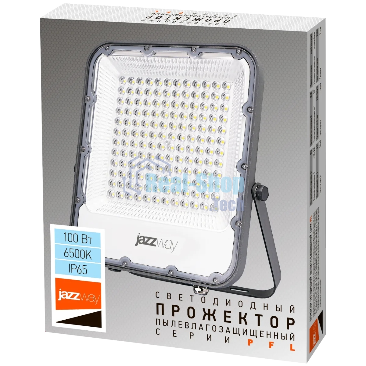 Прожектор светодиодный JazzWay PFL-S4-100w 6500К 80град. с клапаном IP65