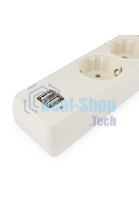 Сетевой фильтр Гарнизон 5 р, 10А, 2xUSB, 1.8 м, ур.защиты 4, белый, пакет