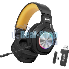 Гарнитура MARVO HG9084W Pulz 80W чёрный, беспроводная + проводная, радиоканал, до 50 ч, подсветка, совместимость с PS5, Xbox
