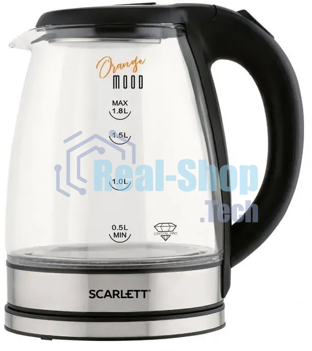 Чайник электрический Scarlett SC-EK27G36 1.8л. 1800Вт черный (корпус: стекло)
