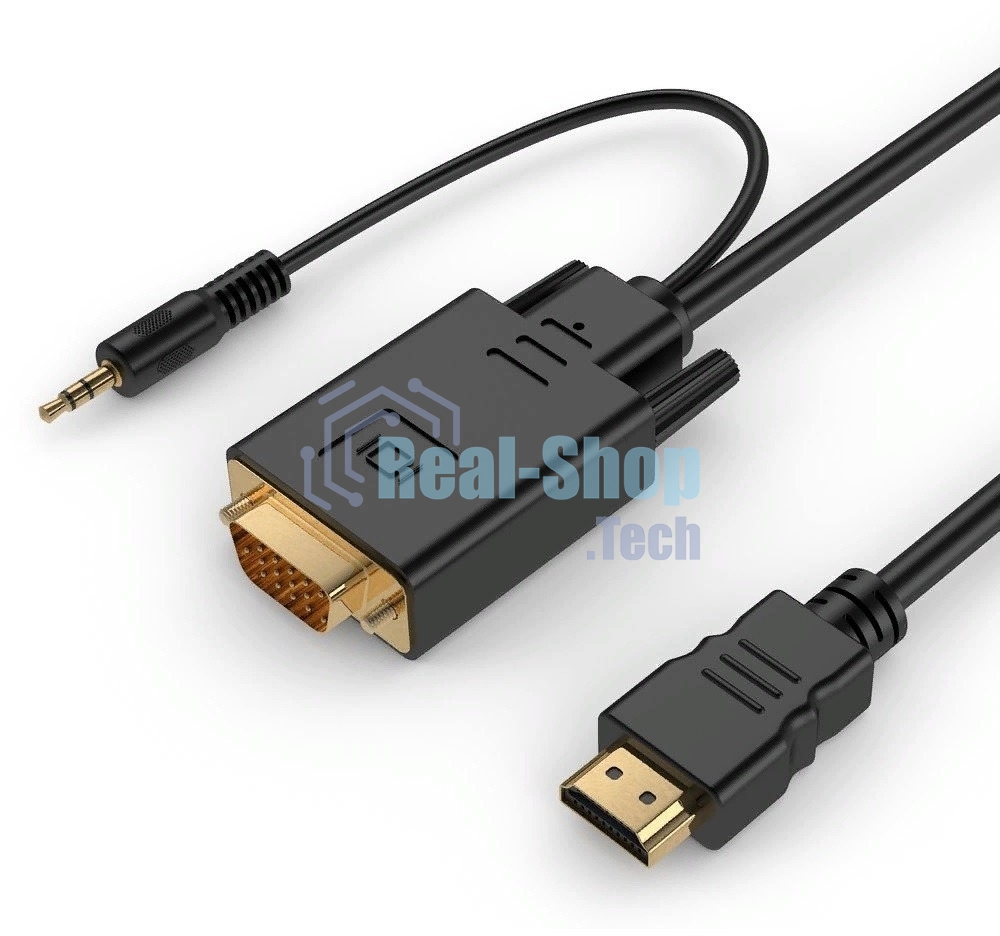Кабель-переходник аудио-видео Premier 5-983AU HDMI (m)/VGA (m) 1.8м. черный (5-983AU 1.8)