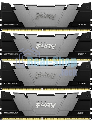 Оперативная память Kingston Fury Renegade, 64Gb (4x16GB), DDR4, 3600MHz, CL16, DIMM, с радиаторами, серый/черный