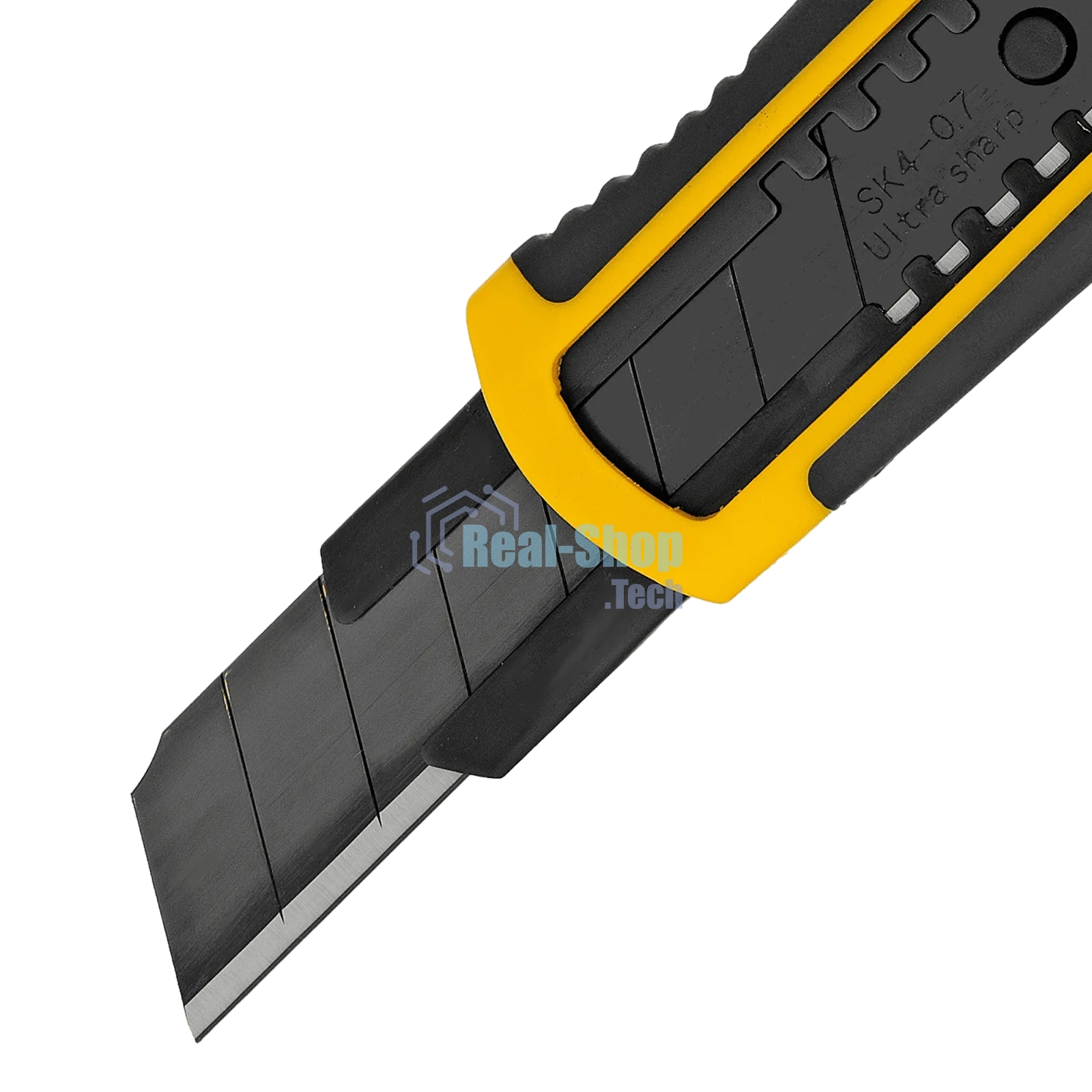 Нож Denzel 18 мм, сменное лезвие, SK4, корпус из ABS + TPR, торцевой зажим