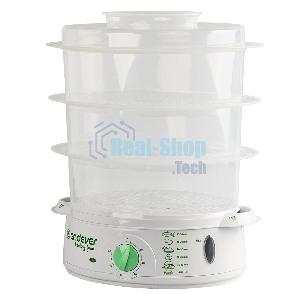 Пароварка электрическая Endever Vita-175, белый/зеленый