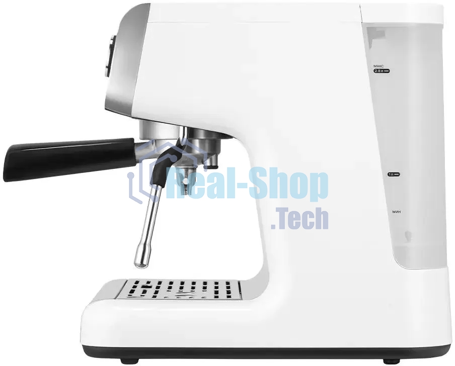 Кофеварка рожковая Kitfort КТ-7170 серебристый/белый, исп. кофе - молотый, 2,8 л, 2900 Вт, 20 бар