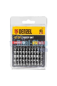 Набор бит Denzel двухстор., PH2-PH1х45 мм, сталь S2, 10 шт.