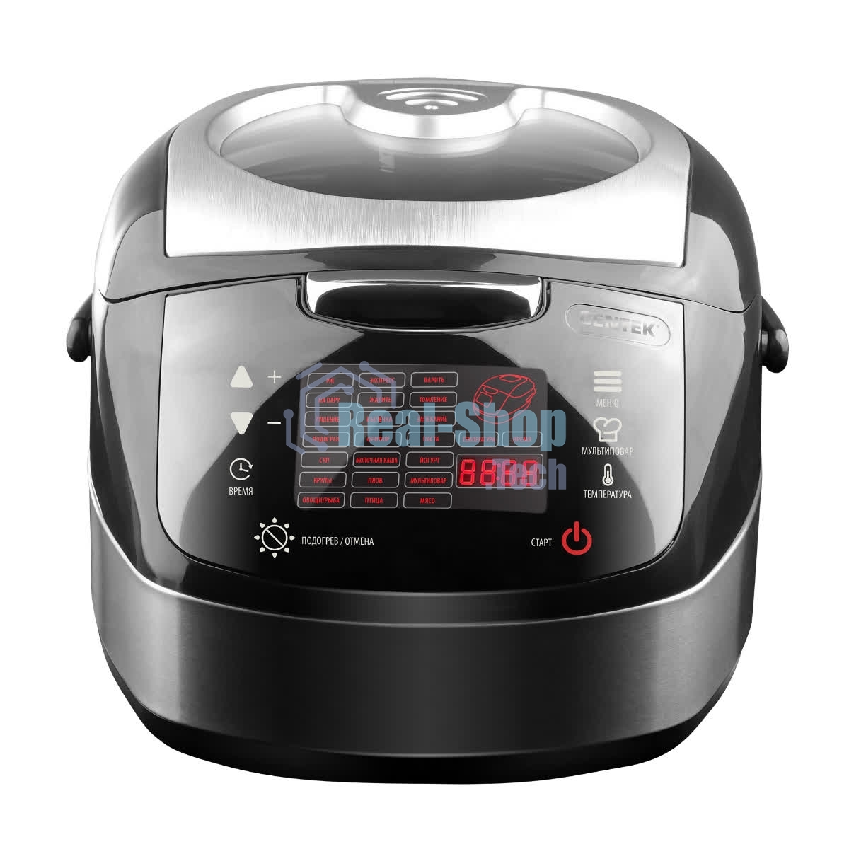 Мультиварка Centek CT-1472 Ceramic черный/сталь, 860 Вт, 5.0 л, LED, 21 программа