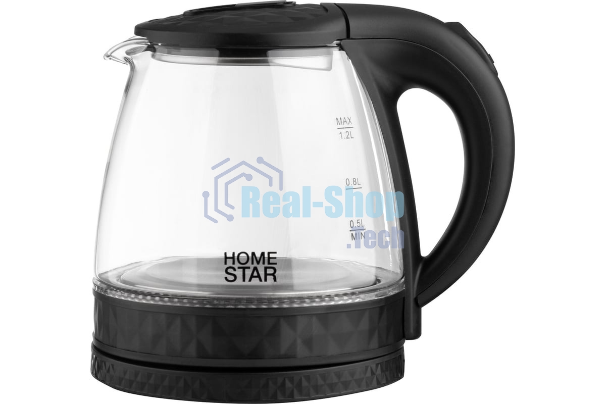 Чайник электрический Homestar HS-1053 1.2л. стекло, пластик, черный