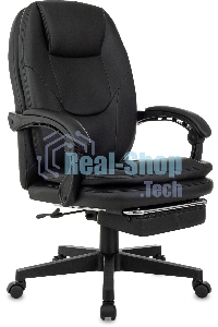 Кресло руководителя Бюрократ CH-868N-F черный, эко.кожа, крестов. пластик, подст. для ног