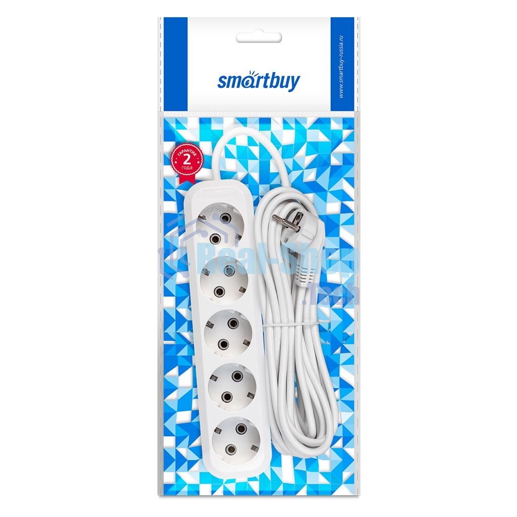 Удлинитель Smartbuy, 5 гнезд 7 метров 16А/3,5 кВт с заземлением ПВС 3х1,0 (SBE-16-5-07-Z)
