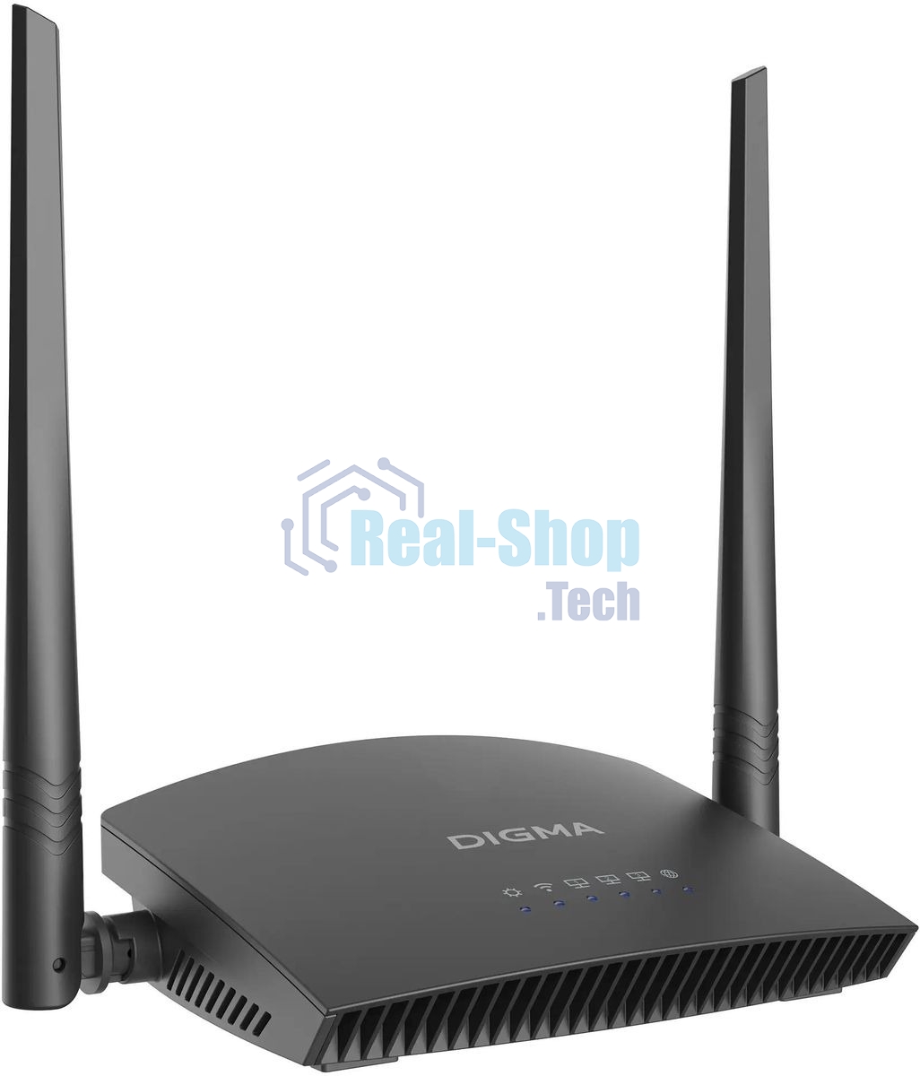 Роутер беспроводной Digma DWR-N301 N300 10/100BASE-TX черный (упак.:1шт)