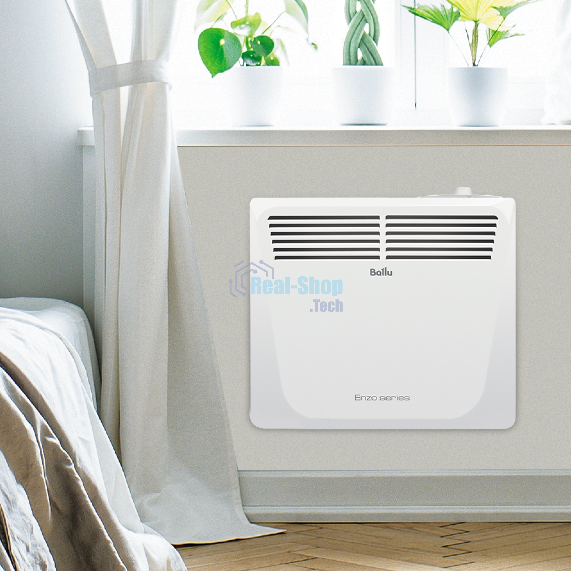 Конвектор Ballu Enzo BEC/EZMR-1000 белый, 1000 Вт, 15 м2, термостат