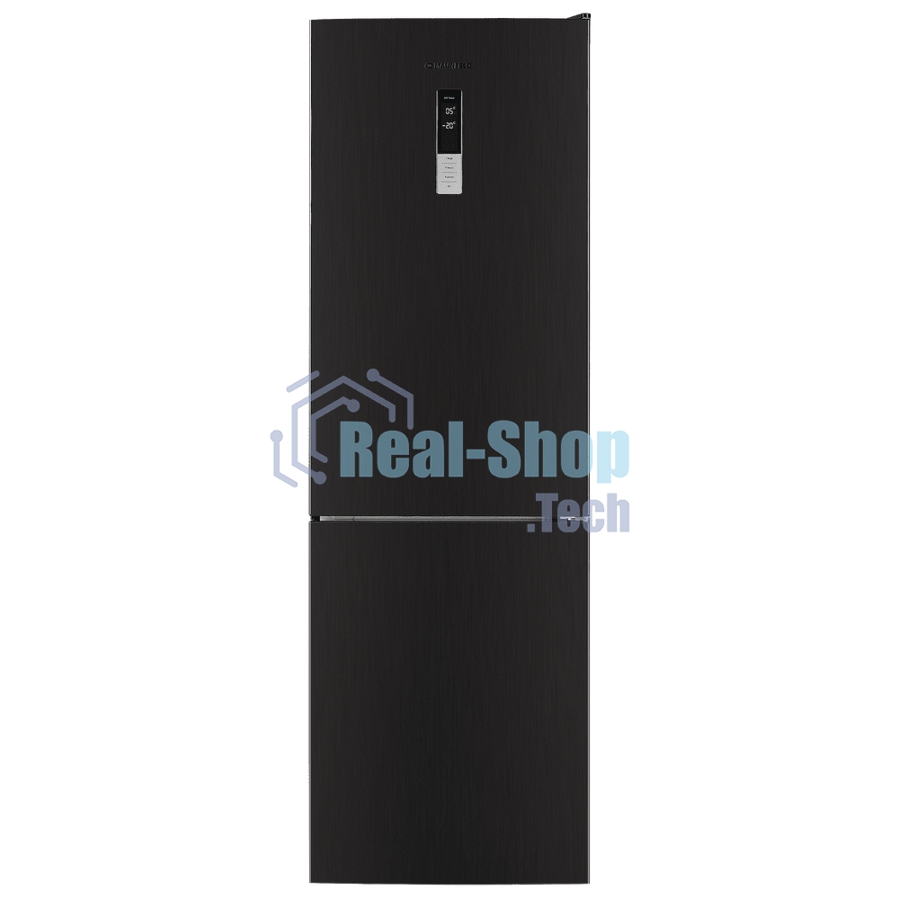 Холодильник Maunfeld MFF185NFSB10 черная нержавеющая сталь двухкамерный инвертор 240/100л морозилка снизу, No Frost