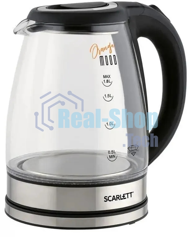 Чайник электрический Scarlett SC-EK27G36 1.8л. 1800Вт черный (корпус: стекло)