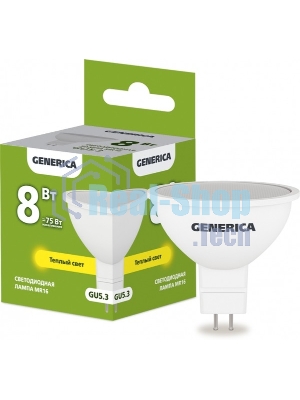Лампа cветодиодная LED MR16 IEK LL-MR16-08-230-30-GU5-G софит 8Вт 230В 3000К GU5.3 GENERICA