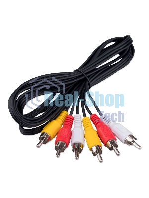 Кабель аудио/видео Cablexpert CCV-539-1.8M-N, 3xRCA/3xRCA, 1.8м, черный, пакет