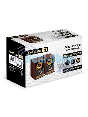 Акустическая система 2.0 ExeGate Maestro SPS-590 (Активная, питание 220В, 2х3Вт, 30-18000Гц, темное дерево, Color Box)