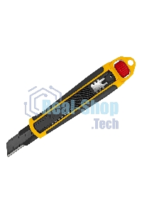 Нож Denzel 18 мм, сменное лезвие, SK4, корпус из ABS + TPR, торцевой зажим