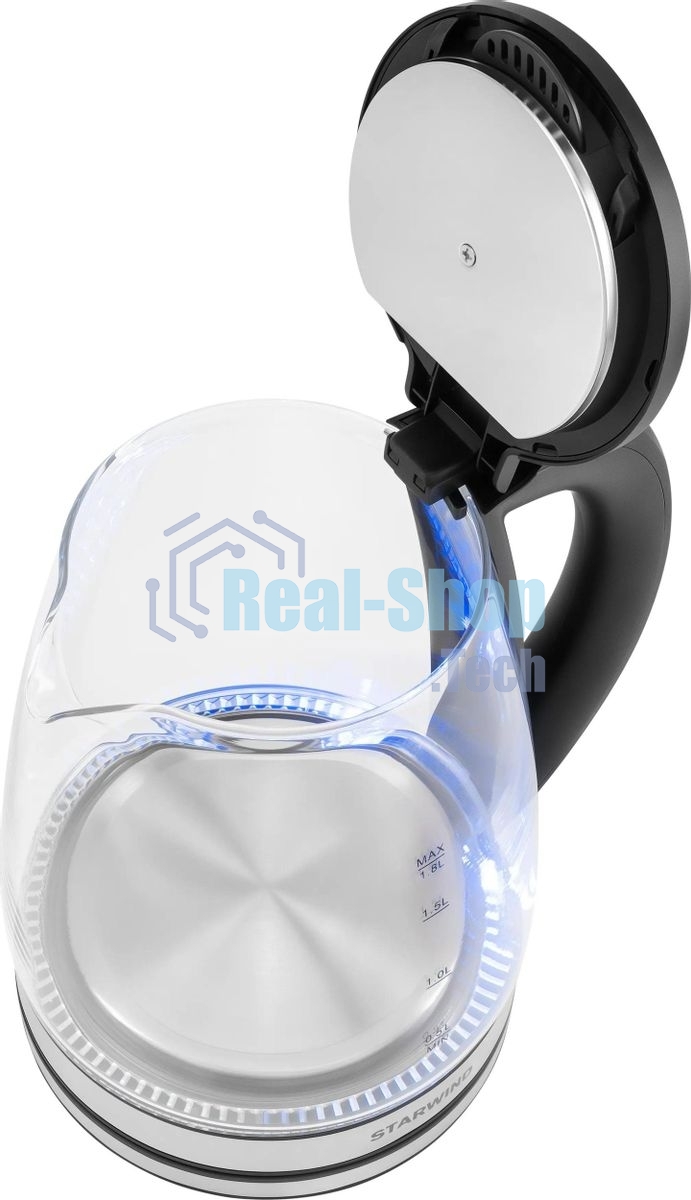 Чайник электрический Starwind SKG2114 1.8 л, 1800 Вт, черный/прозрачный корпус: стекло