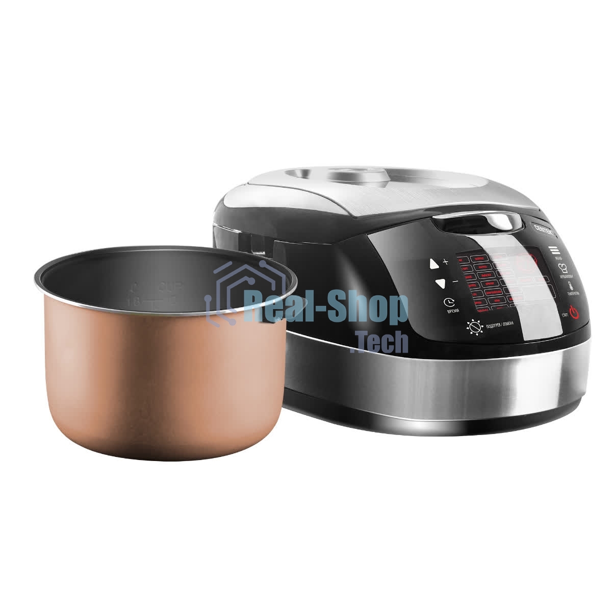 Мультиварка Centek CT-1472 Ceramic черный/сталь, 860 Вт, 5.0 л, LED, 21 программа
