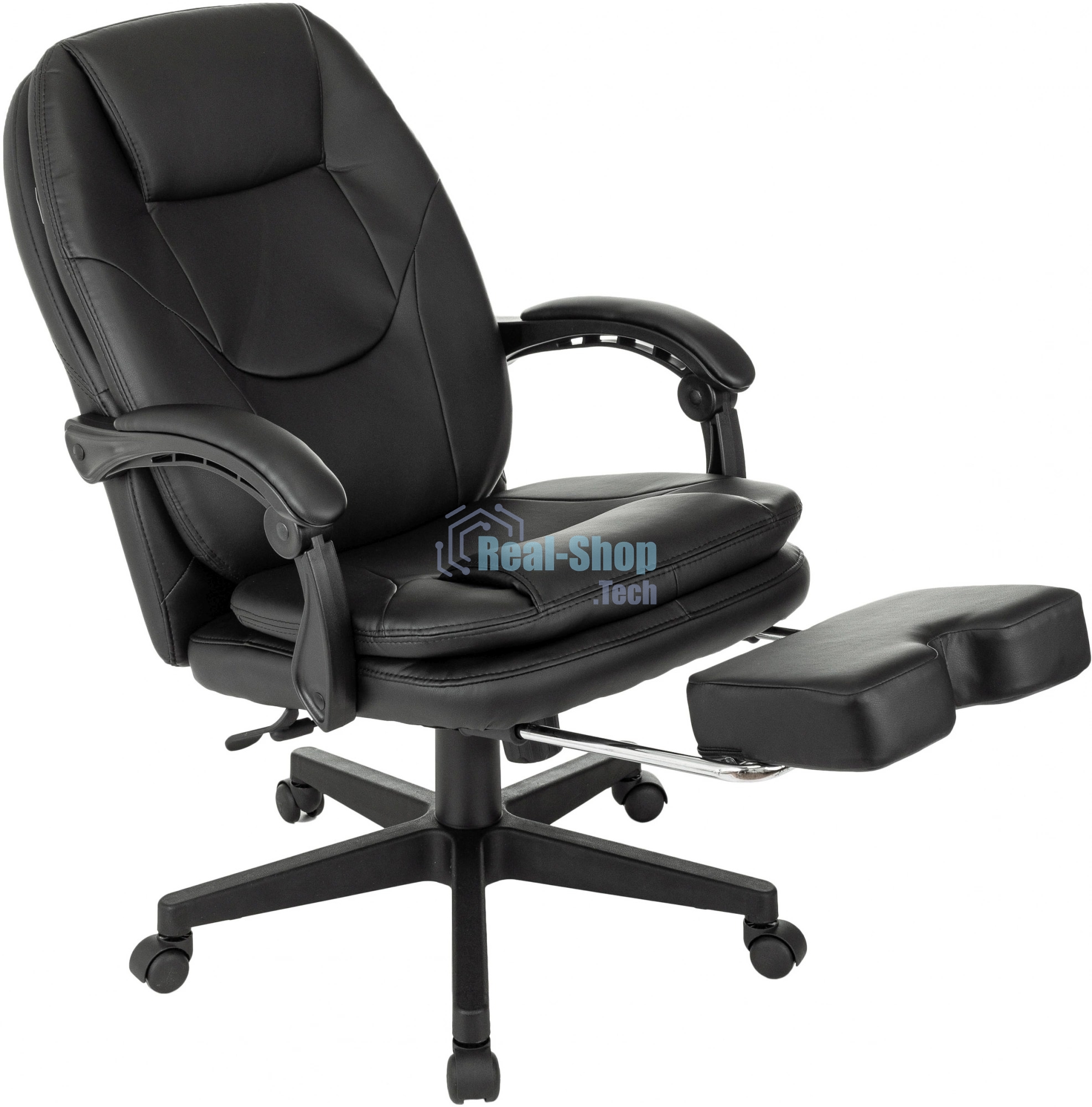 Кресло руководителя Бюрократ CH-868N-F черный, эко.кожа, крестов. пластик, подст. для ног