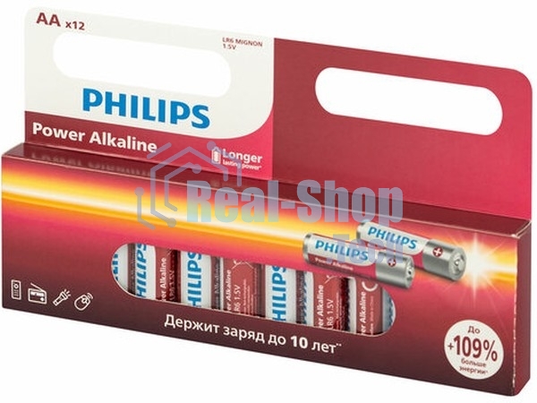 Элемент питания алкалиновый AA/LR6 1.5В Power (блист. 12шт) Philips Б0064661