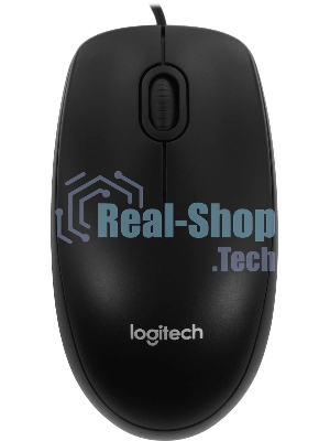 Мышь проводная Logitech B100 черный, 1000 dpi, USB, кнопки - 3