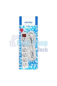 Удлинитель Smartbuy, 6 гнезд 10 м, 16А/3,5 кВт с выкл. и заземлением ПВС 3х1,0 (SBE-16-6-10-ZS)