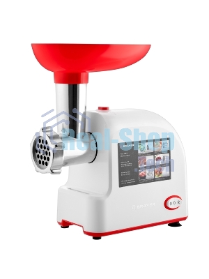 Мясорубка электрическая Brayer BR1603 белый, 1500 Вт, 2.0 кг/мин, реверс, защита от перегрузки, насадки - 7