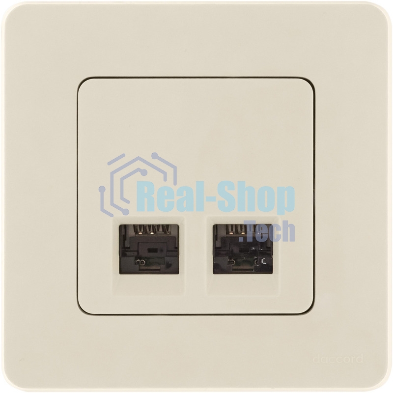 Розетка компьютерная двойная RJ45 категория 6 UTP слоновая кость INSPIRIA