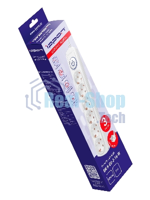 Сетевой фильтр Ippon BK-6-EU-3-16-W 3 м, 6 розеток, белый, коробка