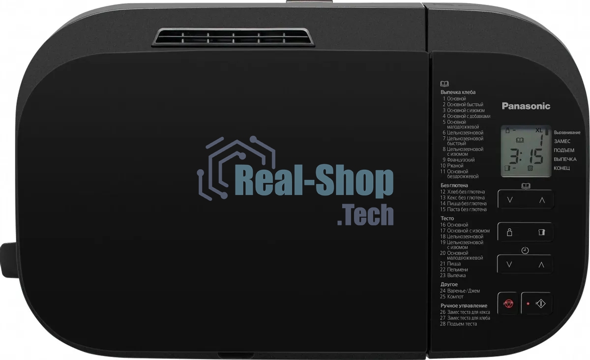 Хлебопечка Panasonic SD-R2530KTS черный, 550 Вт, программ - 28 шт, вес выпечки - 1.1 кг