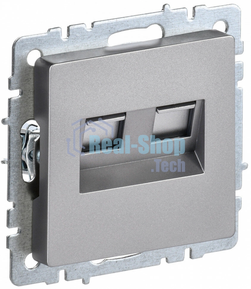 Розетка компьютерная двойная IEK BRITE РК10-2-БрС RJ45 кат.5E сталь