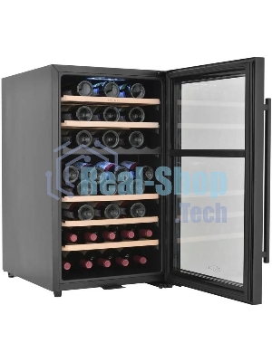 Винный шкаф ZÜGEL ZCWF521DB черный, 127 л, 2 отсека, 52 бут., класс A+