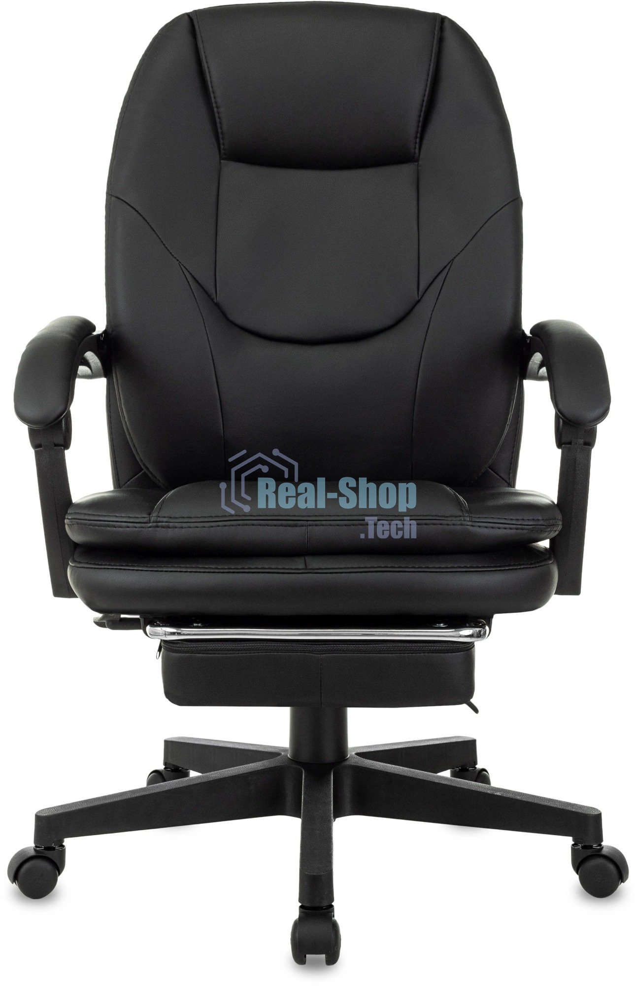 Кресло руководителя Бюрократ CH-868N-F черный, эко.кожа, крестов. пластик, подст. для ног