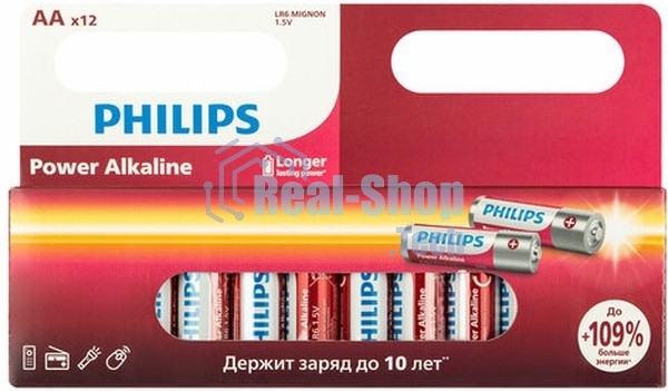 Элемент питания алкалиновый AA/LR6 1.5В Power (блист. 12шт) Philips Б0064661