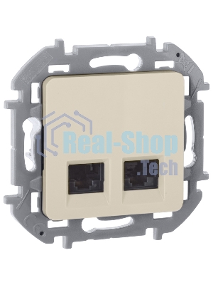 Розетка компьютерная двойная RJ45 категория 6 UTP слоновая кость INSPIRIA