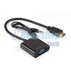 Кабель-переходник HDMI-VGA ExeGate EX-HDMIM-VGAF-3.5JackS-0.3 (19M/15F, 0,3м + аудио 3.5мм Jack M 0,5м) Преобразователь цифрового HDMI сигнала в VGA видео и стерео-аудио