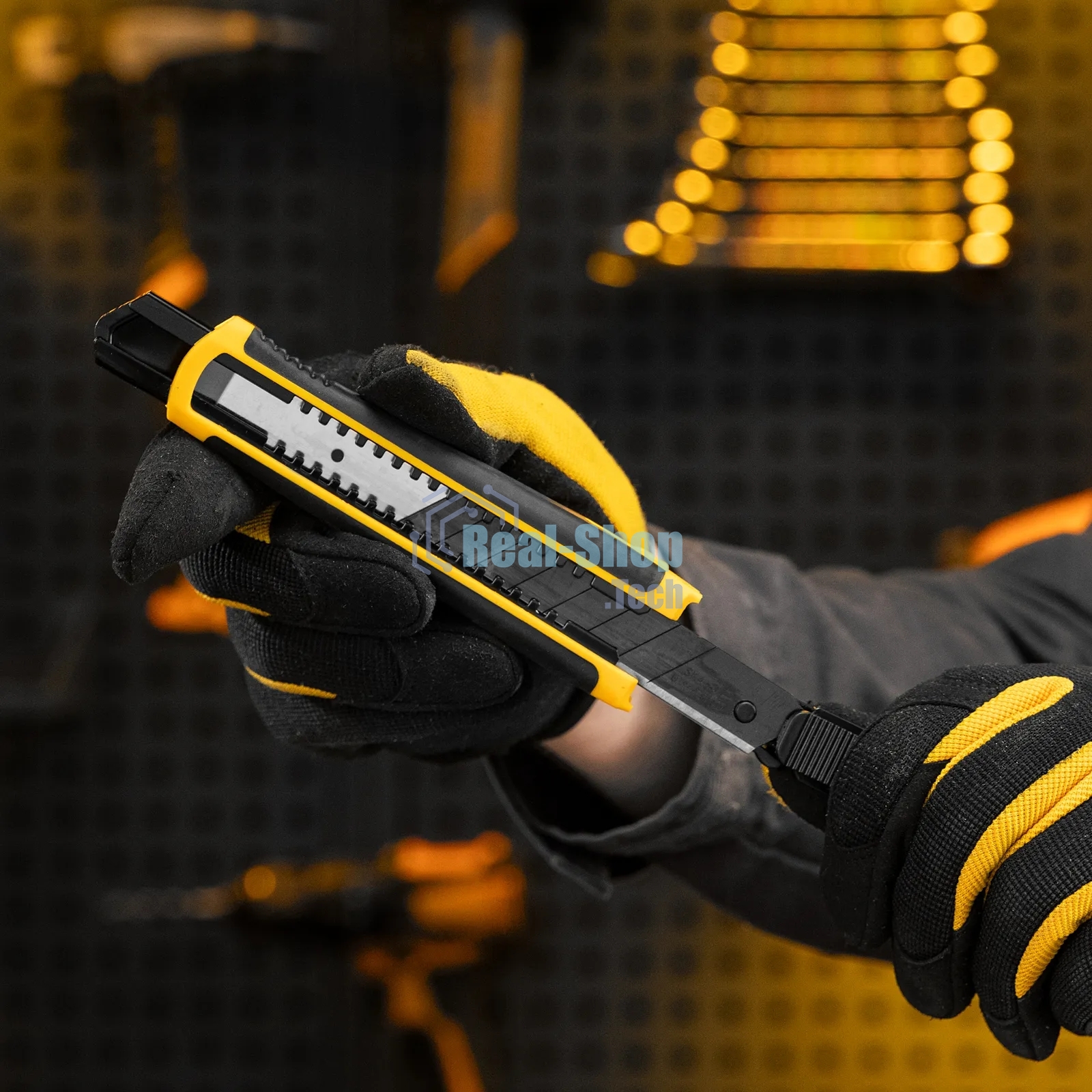 Нож Denzel 18 мм, сменное лезвие, SK4, корпус из ABS + TPR, торцевой зажим